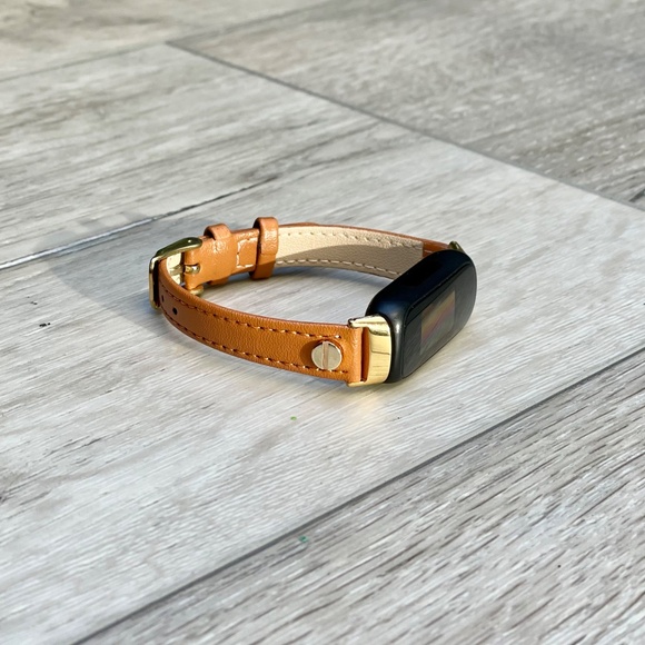 Fitbit Inspire 3 Band Women Strap Gold Accents Slim Leather Adjustable Bracelet - Picture 9 of 10